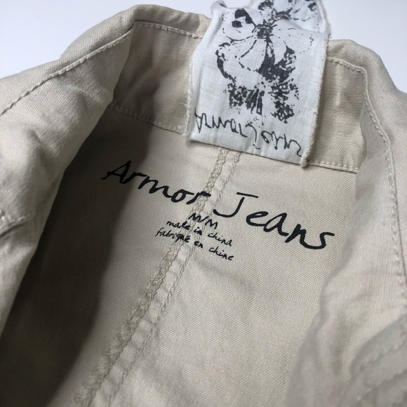 armorjeans Cream Stretchy Vintage Button Long Military Belt Trench Coat Jacket - Picture 3 of 16